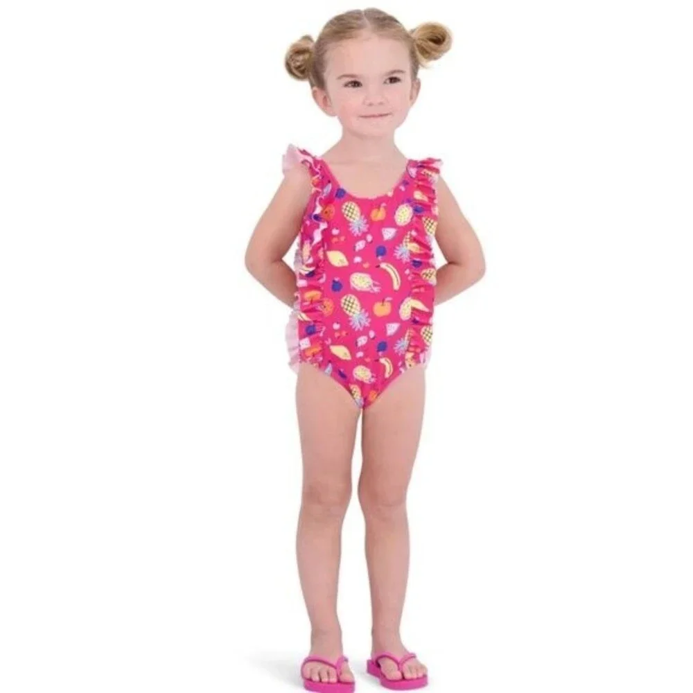 Andy And Evan Girls Fruity Ruffle One Piece Swimsuit - Size 6 - EUC